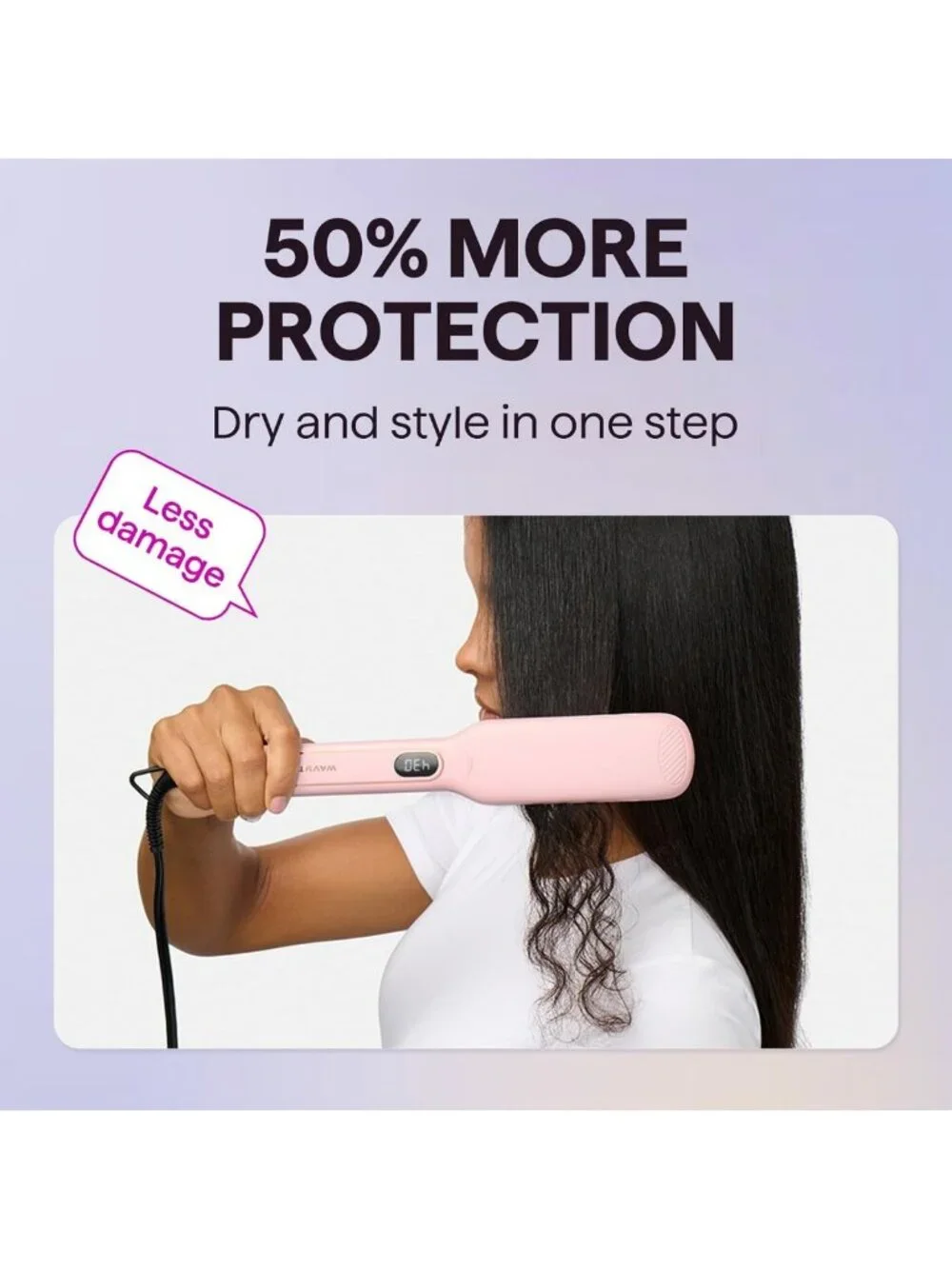 1.75” Wide Wet to Straight Flat Iron | Fast Styling for Damp or Dry Hair, Pink